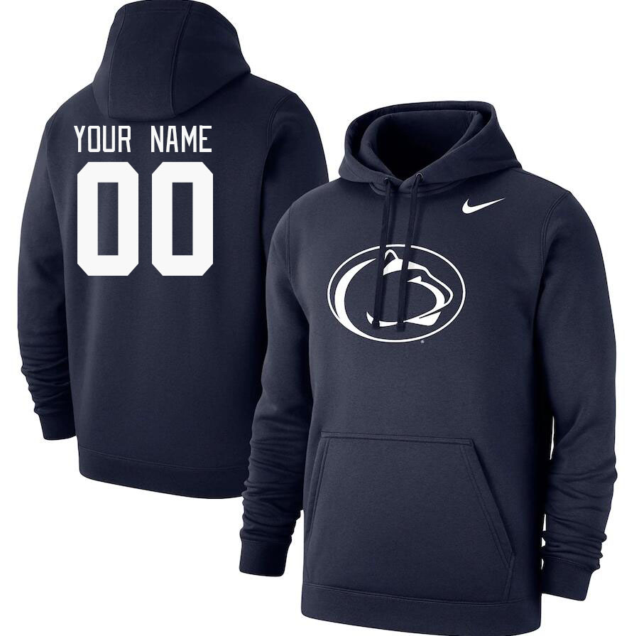 Custom Penn State Nittany Lions Name And Number Hoodie-Navy